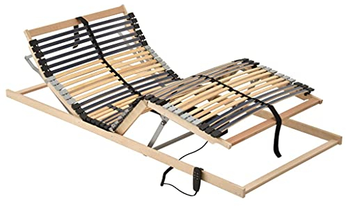 Hommdiy Lattenrost Elektrisch mit 42 Latten 7 Zonen Verstellbar im Kopf- und Fußbereich Motorrahmen Lattenrahmen Bettauflage Bettrost 90 x 195cm