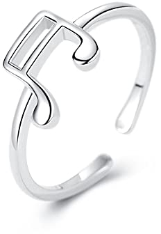 Belons Damen Ring 925 Sterling Silber Zirkonia Musiknote Ring Offen Verstellbare Musik Ring für Mädchen Frauen