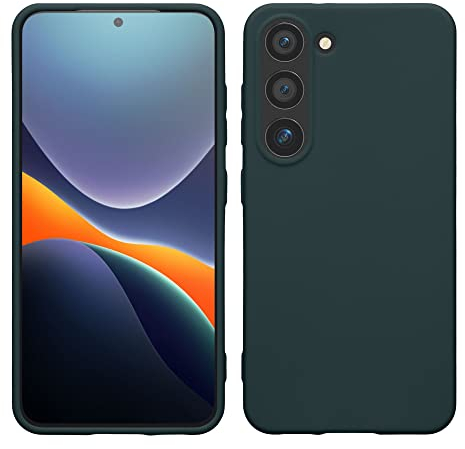 kwmobile Hülle kompatibel mit Samsung Galaxy S23 Hülle - TPU Silikon S23 Handyhülle - Case stoßabsorbierend flexibel - Kabelloses Laden - Dunkler Schiefer