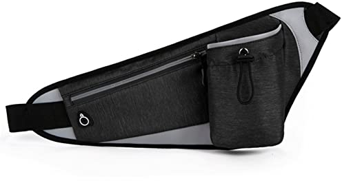 CalmGeek Ceinture de course avec porte-bouteille, ceinture de course légère réglable, ceinture d'hydratation pour homme et femme, sac banane de sport pour randonnée, marche, jogging, Noir , Mode