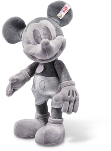 Steiff 355936 Disney Micky Maus D100 Platinum, dunkelgrau, Baumwollsamt, 31 cm, dunkelgrau