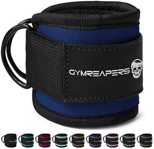 Gymreapers Ankle Strap (Single) For Cable Machine Kickbacks, Glute Workouts, Lower Body Exercises - Adjustable Leg Strap with Neoprene Padding (Cobalt, Single)