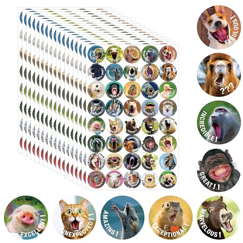 680 STK. Lustige Anreiz-Aufkleber, 40 lebhafte Designs motivierender positiver Aufkleber, lustige Tier-Belohnungsaufkleber für das Klassenzimmer des Lehrers (17 Blätter)