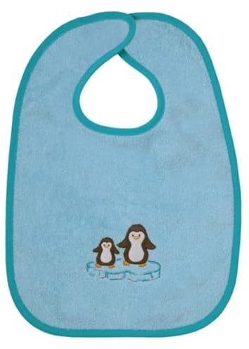 Worner Lätzchen Riesen-Klettlätzchen 30 x 45 cm - Stickerei Pinguine - Eisblau