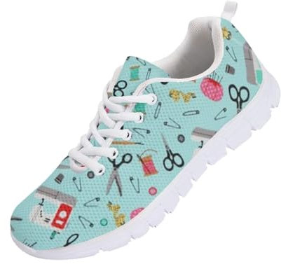 KUIFORTI Damen Herren Turnschuhe Laufschuhe Leichte Sneakers Casual Walking Schuhe, Cartoon-Nähmaschinen-Druck, 47 EU