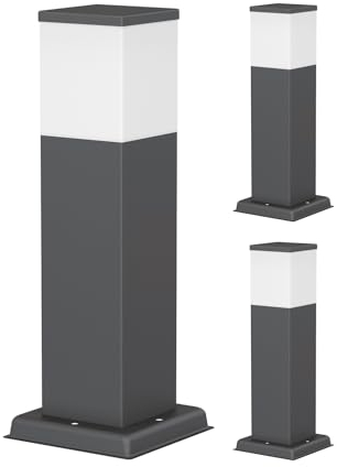 ledscom.de 3 Stück Wegelicht/Pollerleuchte POLLY für außen, IP44, 35 cm, anthrazit, 1x G9 max. 10W