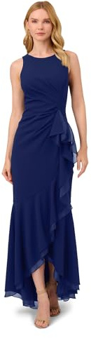 Adrianna Papell Damen Ruffle Crepe Halter Gown Kleid für besondere Anlässe