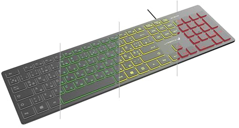 Lacerto® | Deutsch-Russisch/Ukrainisch beleuchtete Tastatur, USB | Russian-German Wired USB Multimedia Keyboard, adapted for The Ukrainian Language | SPECTRUM-DR533