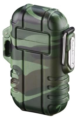 KVIINKD Doppelstrahlflammen-Feuerzeug, nachfüllbare Butangas-Feuerzeuge, wasserdichtes, winddichtes Gasfeuerzeug für den Außenbereich (Kraftstoff Nicht im Lieferumfang enthalten) (Color : Camouflage)