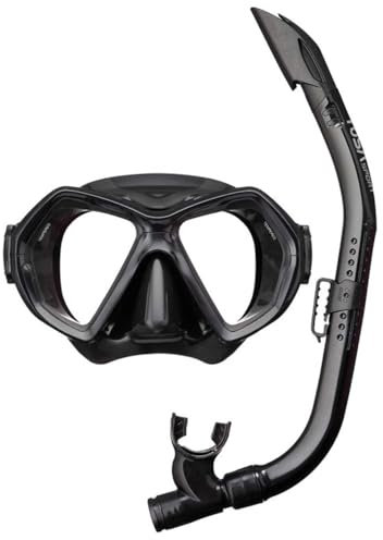 TUSA SPORT UC0106 Schnorcheln Maske und Schnorchel Set Erwachsene - Schwarz/Schwarz