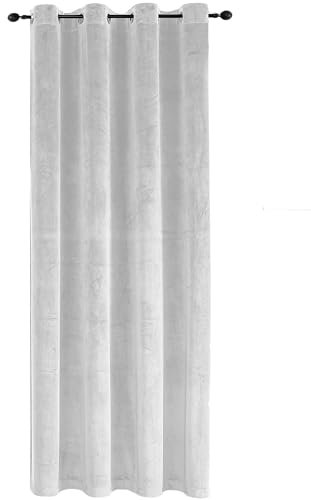 TiborTex Vorhang Ösen Verdunkelung Weiß 140x145 cm Samt weich Blickdicht Gardine abdunkelnd Thermogardine Wohnzimmer Schlafzimmer
