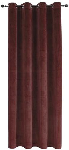 TiborTex Vorhang Ösen 140x175 cm Bordeaux Verdunkelung Samt weich Blickdicht Gardine abdunkelnd Thermogardine Wohnzimmer Schlafzimmer