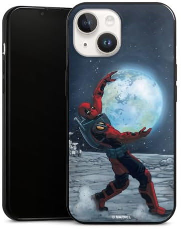 Slim Case extra dünn kompatibel mit Apple iPhone 14 Silikon Handyhülle schwarz Hülle Deadpool Mond Marvel