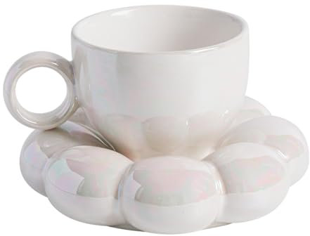 Besreey Jolie tasse à café en céramique, ensemble de tasses à thé en forme de fleur,Ensemble tasse à thé et soucoupe à fleurs | Ensemble tasse et soucoupe à eau de tournesol en céramique pour café,