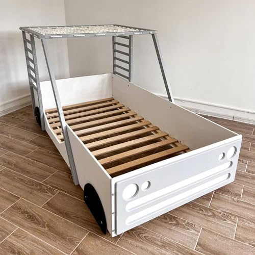 HOMEforDREAMS Kinder Autobett, Holz Bettrahmen mit Kletterbereich (200x120cm)