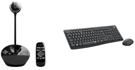 Logitech BCC950 ConferenceCam per Conferenze da Ufficio, Nero & MK295 Kit Mouse e Tastiera Wireless – Tecnologia SilentTouch, Tastierino Numerico