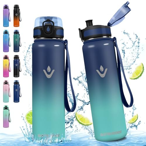 Vikaster Trinkflasche Edelstahl, 1000ml BPA-Frei, Auslaufsicher, Thermoskanne, 18/8 Edelstahl, Thermosflasche für Erwachsene, Sport, Fahrrad, Reisen, Fitness
