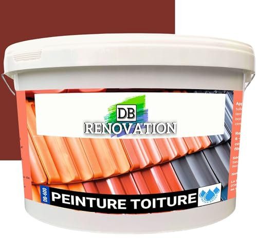 DB Rénovation Peinture Toit Rénovation tuile - Haute imperméabilité toiture 12KG (jusqu'à 120m²) Hydrofuge, Forte protection UV - Rouge oxyde