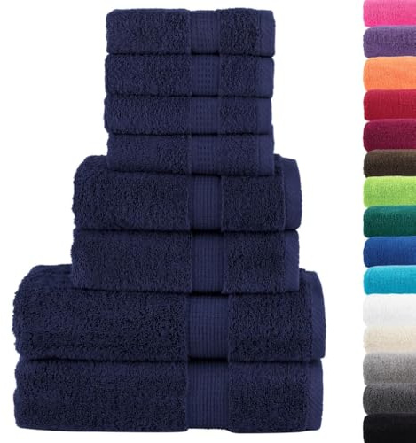 vidaXL 8 TLG. Premium-Handtuch-Set SOLUND Marineblau 600 g/m²