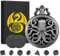 Mini DND Würfel Set, Steampunk Hohles Oktopus Taschenuhrgehäuse, 7-teiliges Polyedrisches Metall, D&D Würfel Set, DND Geschenke mit Geschenkbox, Rollenspiel Brettspiel Zubehör, Dunkel Silber