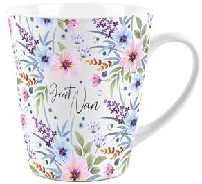 Great Nan Gift Mug - Blue and Purple Floral Design Small Latte Mug - Ceramic Tea/Coffee Cup Presents for Her