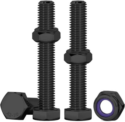 Drenky Boulon M6 10 Pcs Bouton à Tête Hexagonale Et écrous Noir, M6 X 60mm Boulons à Six Pans Avec écrous Boulons Acier Inoxydable A2 V2A Pour Meubles, Voitures, Vélos, Bateaux, Impression 3D
