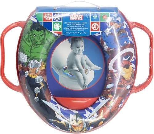 Riduttore Wc Bambini Marvel Avenger, in plastica, imbottito e riutilizzabile, con due maniglie laterali di supporto