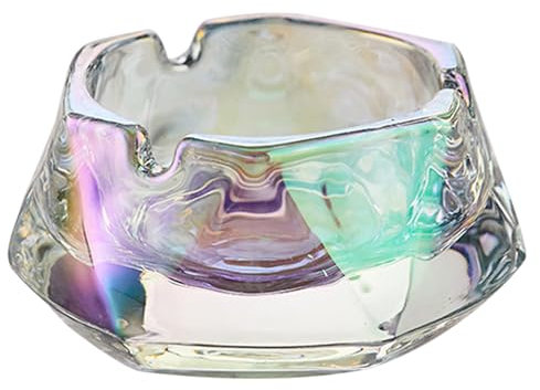PENCK Aschenbecher aus Kristall, Aschenbecher für Raucher, Zigaretten – Glas-Zigarren-Aschenbecher für draußen, Terrasse, Außen- und Innenbereich, bunt
