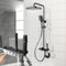 Duschsystem Schwarz Duschset inkl. 30 * 19cm Eckige Kopfbrause, 86-120 cm Verstellbare Duschstange, Duscharmatur Komplettset mit 3 Funktion Handbrause, Regendusche mit Armatur