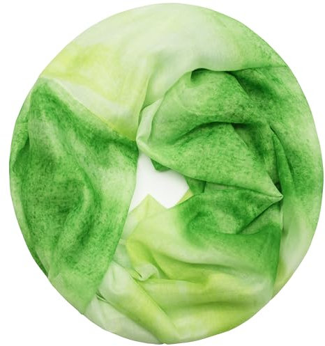 Gloop Damen Schal leichter Loop Schlauchschal Tuch Viele Farben 72 × 48 cm (Grün-Hellgelb)