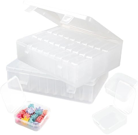 2 Pcs of 30 Compartment Clear Bead Organiser Storage Boxes, Plastic Craft Storage Box with Lids, Large Sorting Boxes Containers for Clay Beads Diamond Craft DIY Jewelry Earrings (30 Compartment)