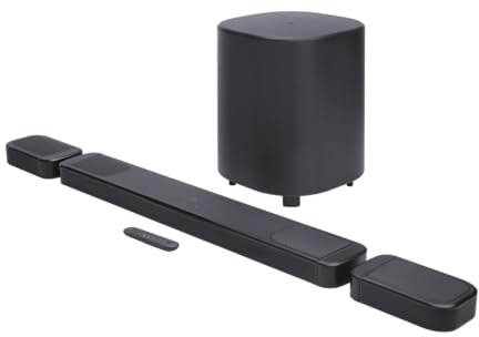 JBL Bar 1000 MK2, 7.1.4-Channel Bluetooth Soundbar for TV with Detachable Speakers, 10 Subwoofer, Dolby Atmos Surround Sound & DTS:X, HDMI eARC, Wi-Fi, PureVoice 2.0 and MultiBeam 3.0, Black