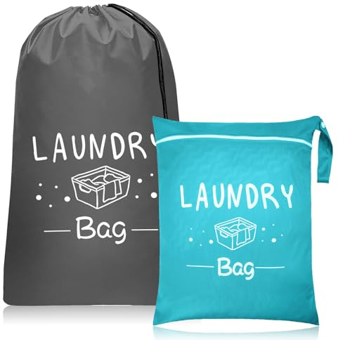 2 Tamaños Bolsa Ropa Sucia Viaje,Laundry Bag Para Ropa Sucia Húmeda/Seca Cordón Compacto y Cremallera Ropasvde Viaje Bolsas para Acampar Natación Gimnasio Viajes en Familia y Vacaciones