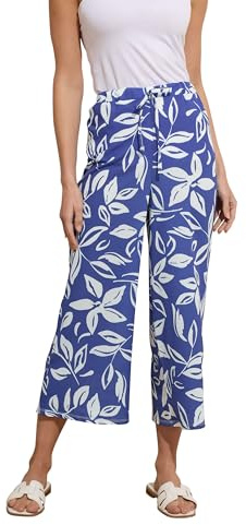M&Co Leaf Printed Crepe Culottes - Women's Blue