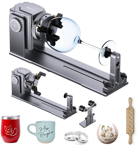 Algolaser 4 in 1 Laser Rotary Roller - Y-axis Chuck Rotary Roller for Laser Engraver,180° Adjustable Jaw Chuck for Engraving Tumblers, Wine Bottles & Cylindrical Objects with Most Laser Engraver