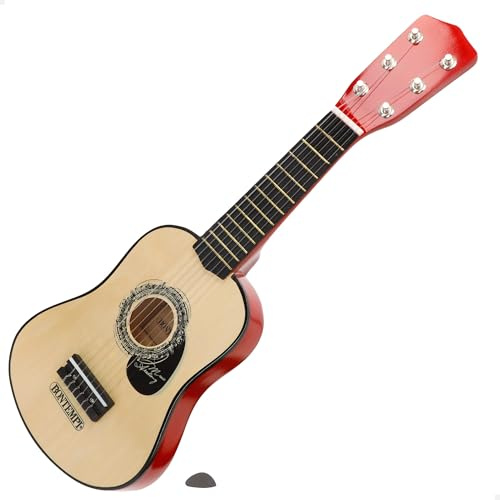 ColorBaby Bontempi Klassische Gitarre aus Holz, 55 cm mit Gurt, 6 Funktionelle Saiten, traditionelles Design, glänzender Körper, leicht und handlich, für den Musikstart ab 5 Jahren (39230)