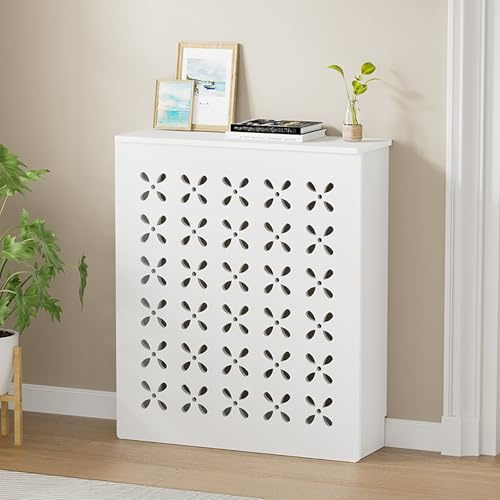 Moderne Heizkörperabdeckung Mit Oberer Ablagefläche, Heizkörper Abdeckung, Dekoratives Belüftetes Gehäuse, Wasserdichte Kunststoff-Holzplatte, Einfache Schnappmontage(70*80*25cm/27.5*31.5*9.8in)