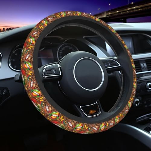 Lippen Schmetterling Leopardenmuster Fröhlicher Juneteenth Universelle 15-Zoll-Neopren-Auto-Innenausstattung Atmungsaktive Anti-Rutsch-Lenkradbezüge Autozubehör für die meisten Fahrzeuge