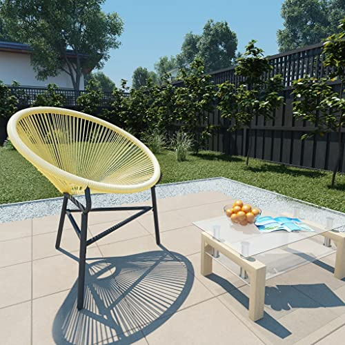 Owoxanthellate Acapulco Gartenstuhl Poly Rattan Beige 69x66x87 cm Modernes Design mit Stahlgestell Robust und wetterfest für Garten Terrasse Balkon und Outdoor Lounge
