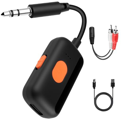 Bluetooth 5.4 Senderempfänger, 2-in-1, kabelloser Aux-Bluetooth-Adapter mit 3,5-mm-Stecker für Airpods, Kopfhörer, Flugzeug, TV, Auto, Zuhause, Stereo-Lautsprecher, PC, Audio, Musik, Fitnessstudio