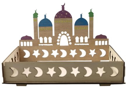 Ronyme Rectangle Shape Ramadan Plate Pastry Display Holder Eid Tray Ramadan Tray for DIY Snack Dinner Dessert, E