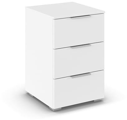Rauch Möbel Alabama, Nachttisch, Farbe Weiß, Maße 40x61x42 cm | Nachtkommode, 3 Schubladen, Soft-Close-Funktion, passend für Serie Alabama, für Schlafzimmer, Kinderzimmer, Gästezimmer
