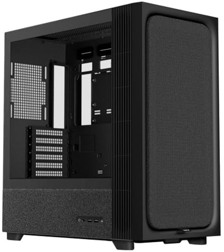 TRYX FLOVA F50 ATX Midi-Tower PC-Gehäuse Schwarz |High-Airflow Silent Gaming Case, 420 mm GPU, 360 mm Radiator, USB-C 3.2, Hartglas-Seitenteil & Stoffbezug