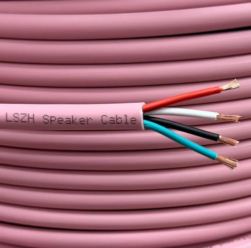 iStrand 10m 4 Core 16 AWG Copper Low Smoke Zero Halogen LSZH Speaker Cable Pink Sheath with Red Black White Green Wire