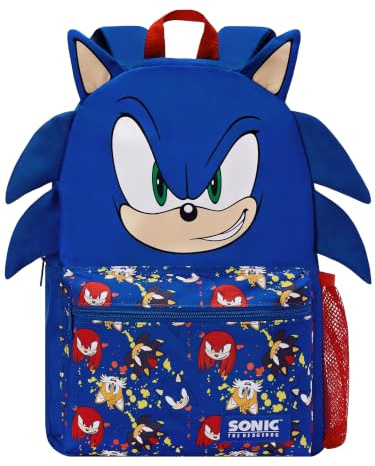 Sonic The Hedgehog Kinderrucksack mit 3D-Ohren & Stacheln, Einheitsgröße
