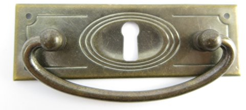 Clever-Deko Beschlag Messing Griffbeschlag Schrankgriff Schrank Schublade Schranktür Messing waagerecht mit Griff Sekretär brüniert Jugendstil Gründerzeit