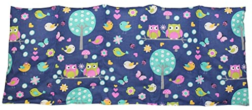 Franzis Nähstube 50x20cm Traubenkernkissen Eule blau in 100% Baumwolle I Körnerkissen Traubenkern 50x20 für Mikrowelle I Wärmekissen, Traubenkernkisse