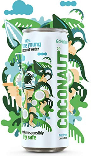 COCONAUT Pure Young Coconut Water - Coconut Water from 100% Young Coconuts - Refreshing, Low Calorie, Vegan, Healthy and Isotonic in Various Varieties (12 x 320 ml can)