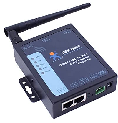 USR-W630 Industrial Serial-to-WiFi- und Ethernet-Konverter Unterstützt 2 Ethernet-Ports, Modbus RTU-DC-Adapter und Terminal-Netzteil 5-36 V