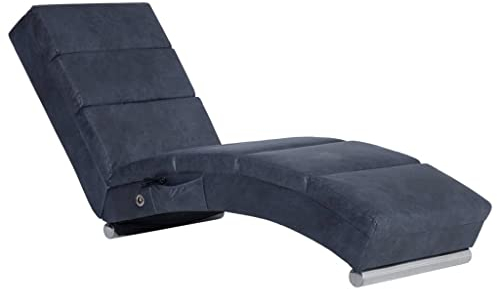 vidaXL Chaiselongue 5 Massagemodi Heizfunktion Massage Liegesessel Relaxliege Liegestuhl Massagesessel Relaxsessel Loungesessel Grau Wildleder-Optik